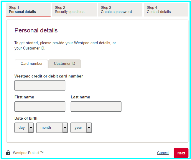 registration with your Westpac Card