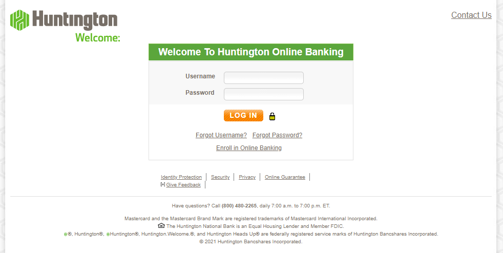 huntington card activation