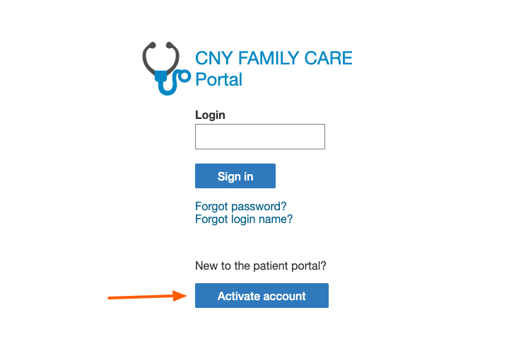 CNY Family Care Patient Portal activate page