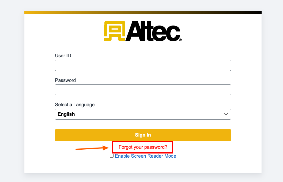 altec myhr forgot password page