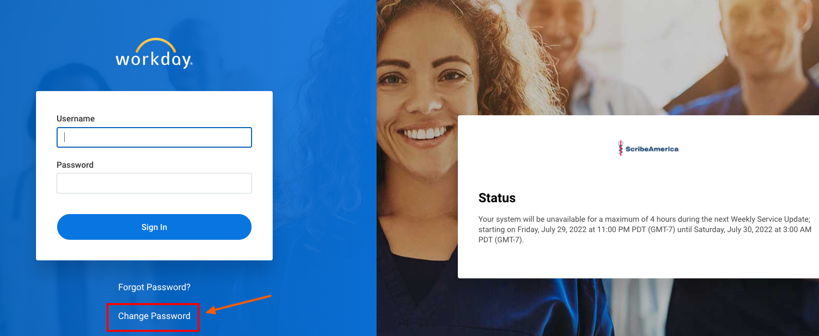 workday scribeamerica change password page