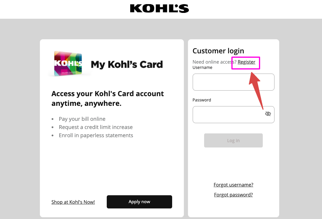 Kohls Credit Card Register