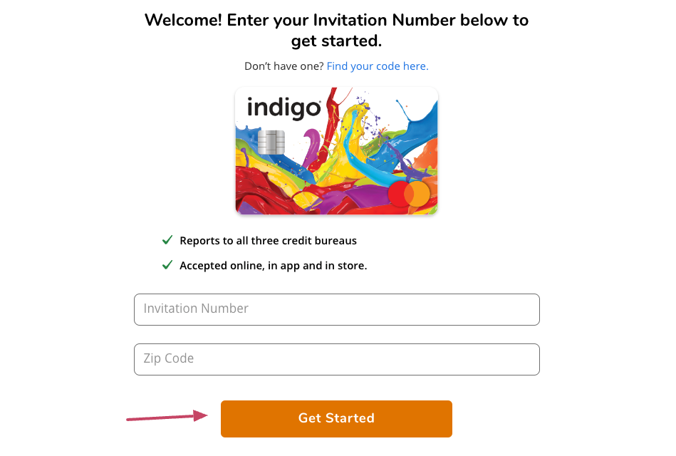 indigo card apply with invitation code
