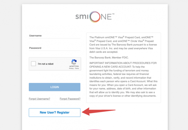 smiONE Card Login at Activate Your Card