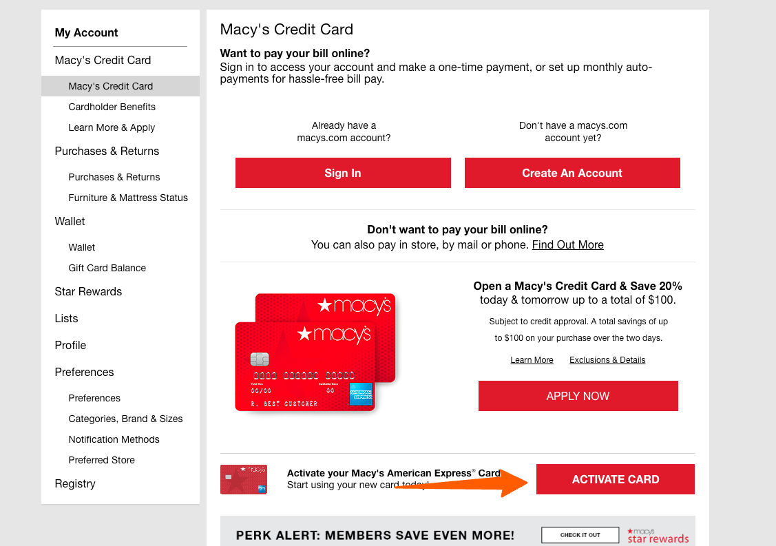 Activate your Macy’s Credit Card