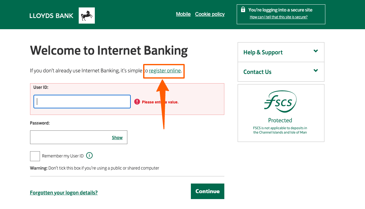 Register for the Lloyds Credit Card